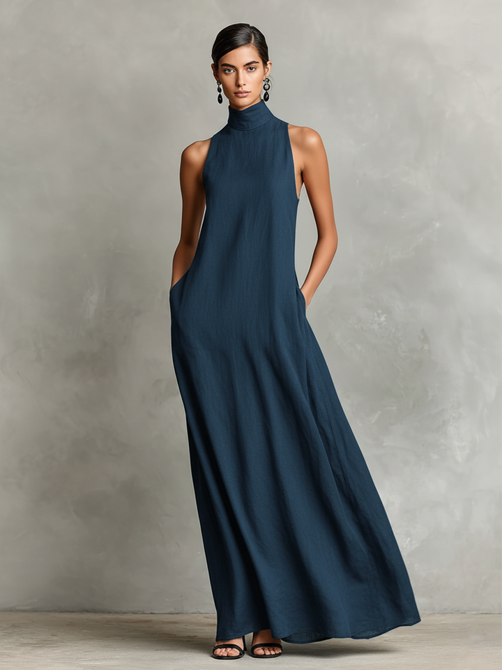 Serena™ | Elegant High-Neck Maxi Dress
