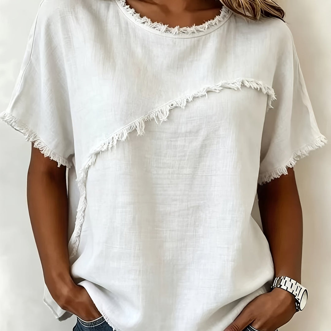 Brielle™ | Raw Edge Linen Tee