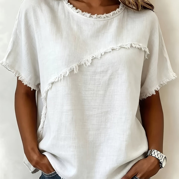 Brielle™ | Raw Edge Linen Tee