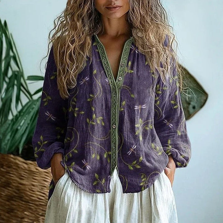 Brielle™ | Vintage Botanical Relaxed Blouse