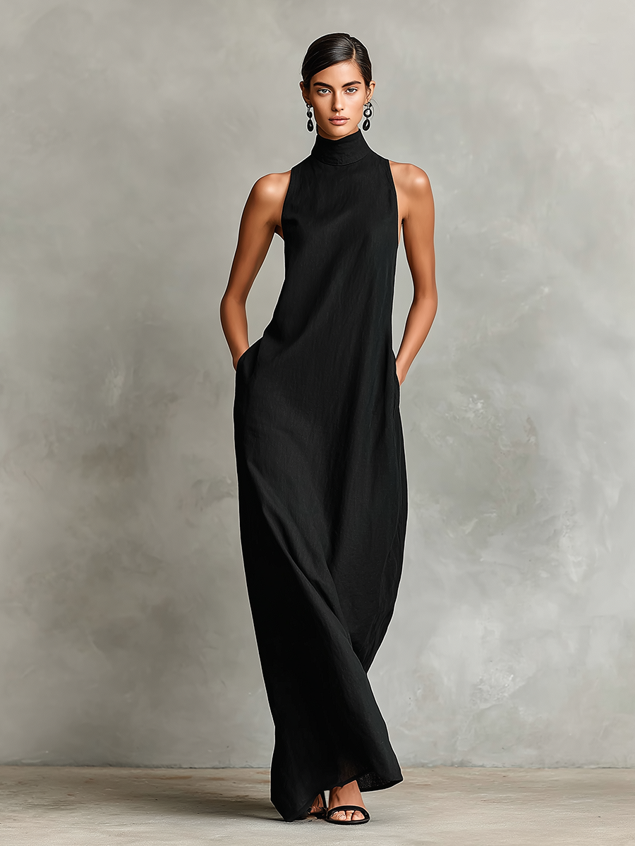 Serena™ | Elegant High-Neck Maxi Dress