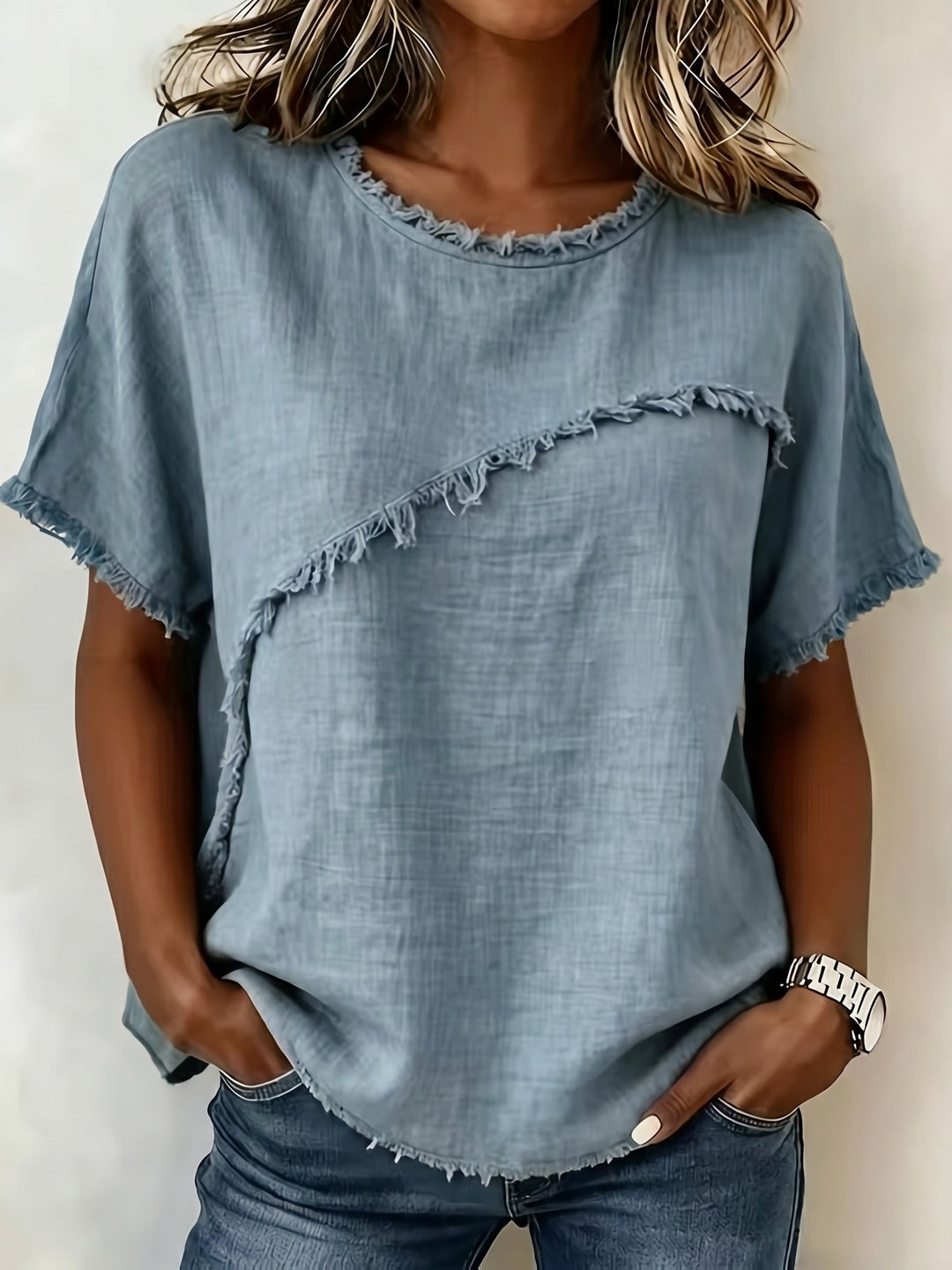 Brielle™ | Raw Edge Linen Tee