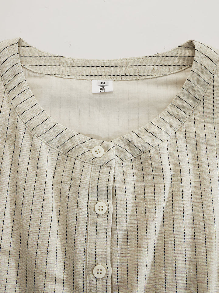 Hattie™ | Striped Button-Down Midi Dress