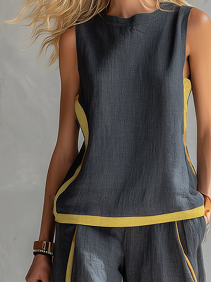 Colette™ | Bicolor Vest & Wide-Leg Trouser Set