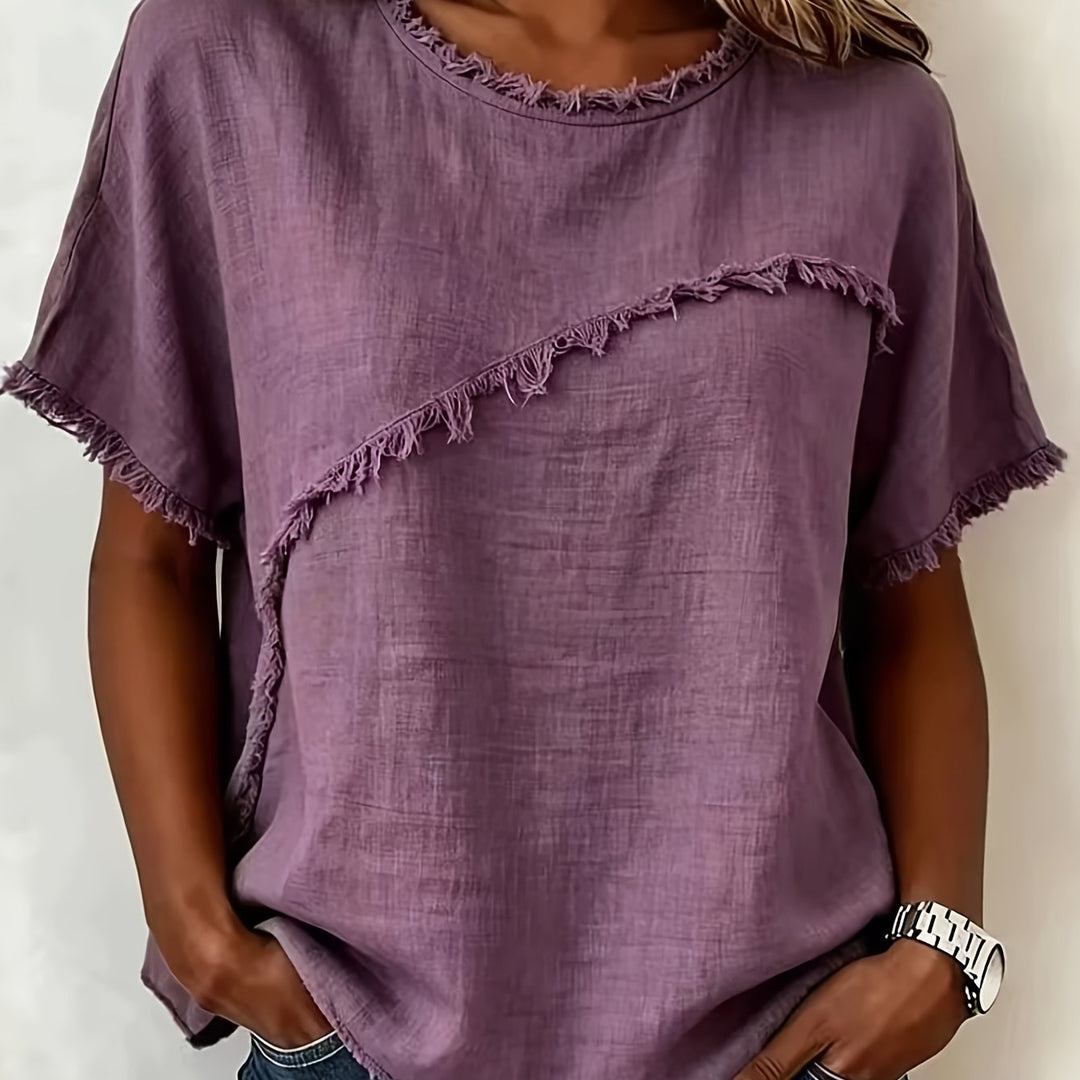 Brielle™ | Raw Edge Linen Tee