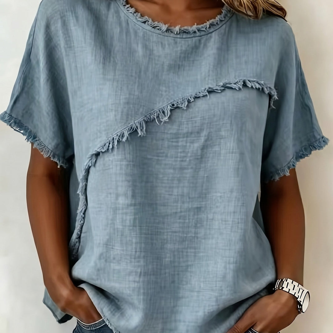 Brielle™ | Raw Edge Linen Tee
