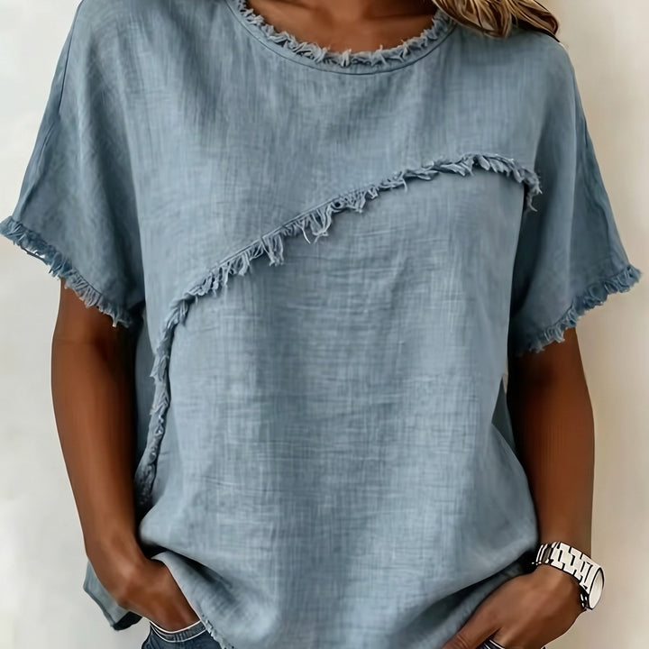 Brielle™ | Raw Edge Linen Tee