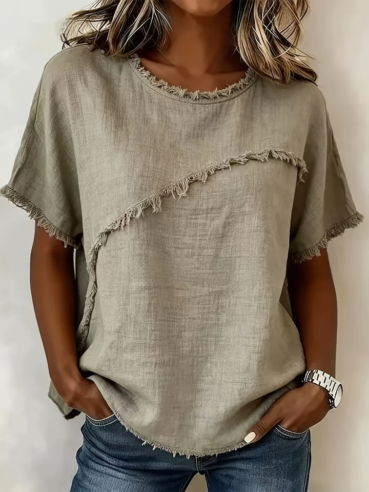 Brielle™ | Raw Edge Linen Tee