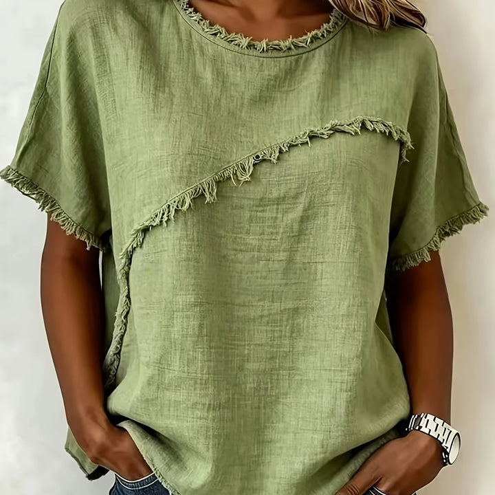 Brielle™ | Raw Edge Linen Tee