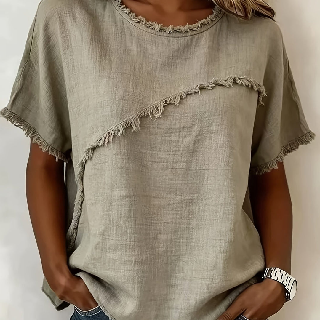 Brielle™ | Raw Edge Linen Tee