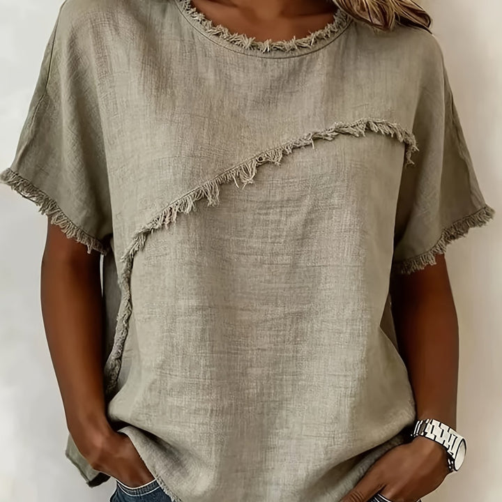 Brielle™ | Raw Edge Linen Tee