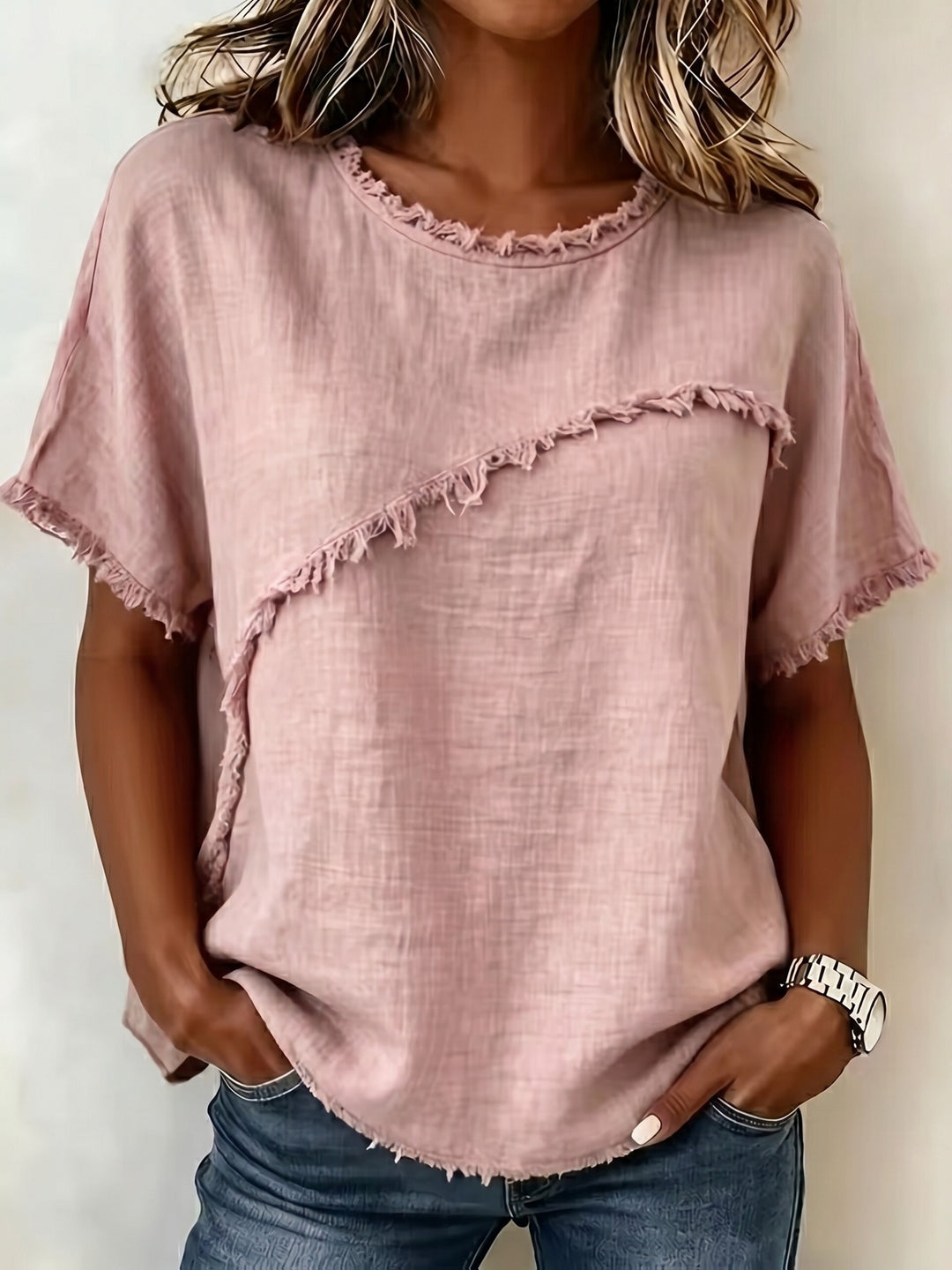 Brielle™ | Raw Edge Linen Tee