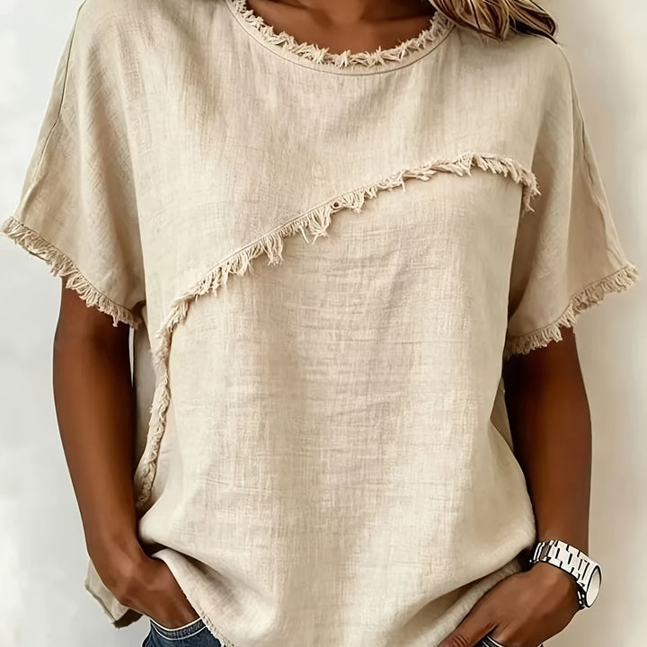 Brielle™ | Raw Edge Linen Tee