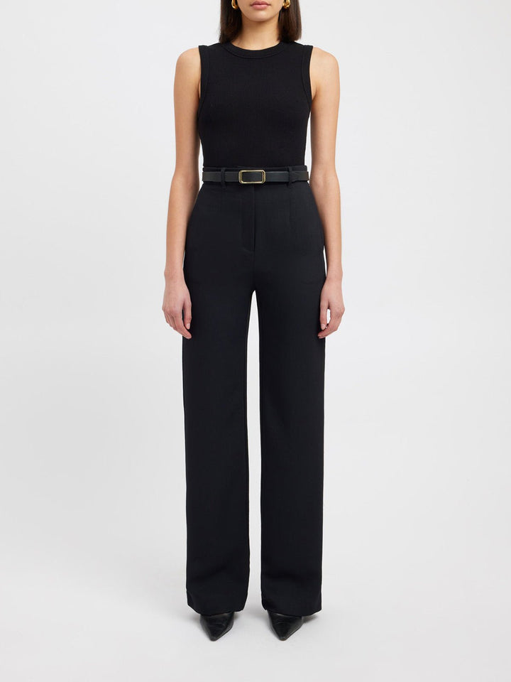 High-Waisted Wide-Leg Trousers | Polyester Blend | Office Ready