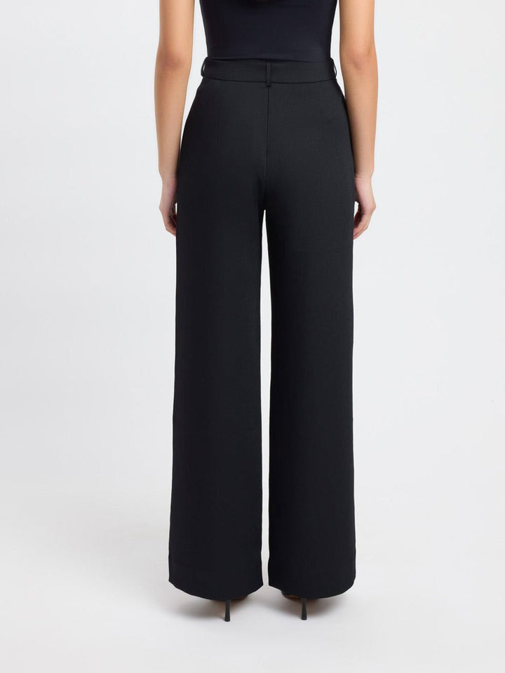 High-Waisted Wide-Leg Trousers | Polyester Blend | Office Ready