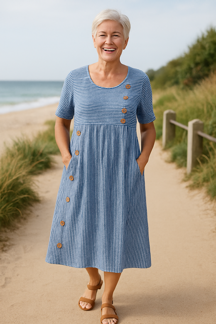 Brienne™ | Striped Midi Dress with Effortless Comfort