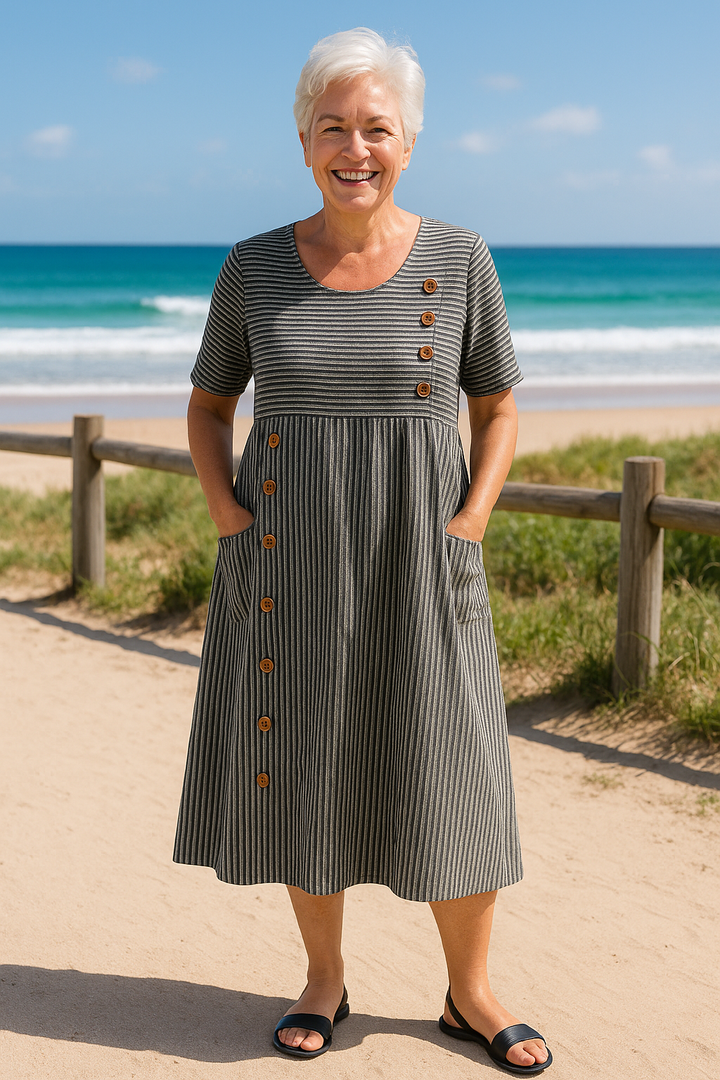 Brienne™ | Striped Midi Dress with Effortless Comfort