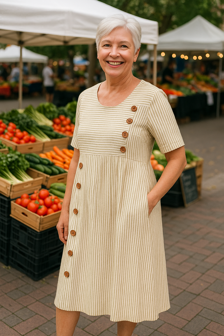 Brienne™ | Striped Midi Dress with Effortless Comfort