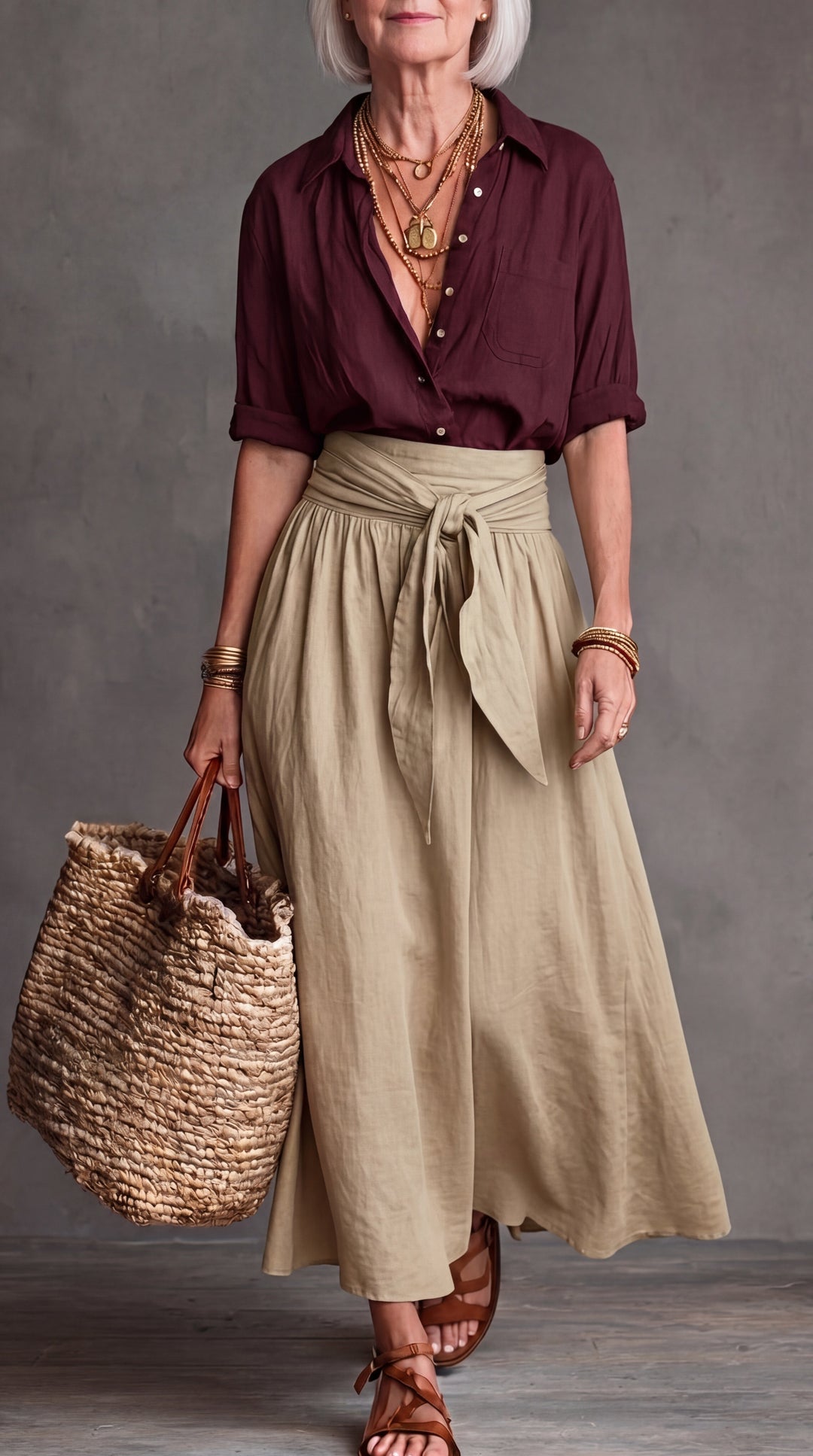 Vera™ |  Blouse &  Midi Skirt Set with Belt