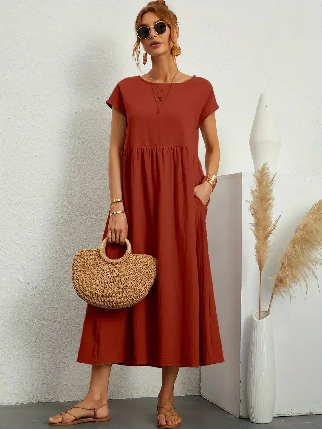 Gabrielle™ — Timeless Elegance Midi Fluid Dress