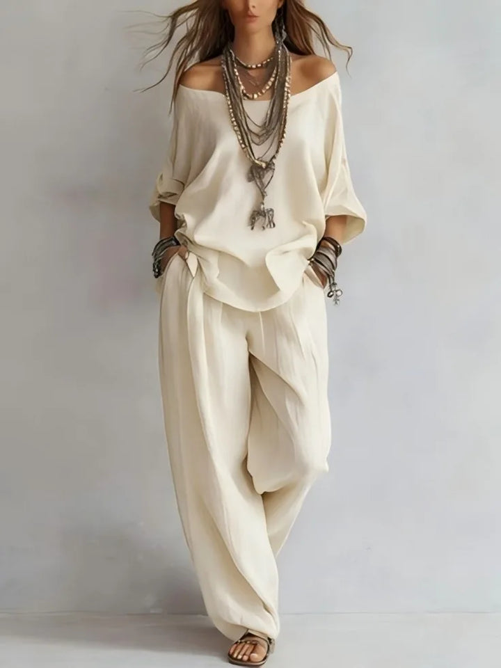 Vittoria - Two-Piece Set with Off-Shoulder Top and Wide-Leg Pants