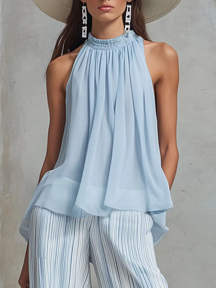 Céleste™ | Sleeveless Halter Chiffon Set