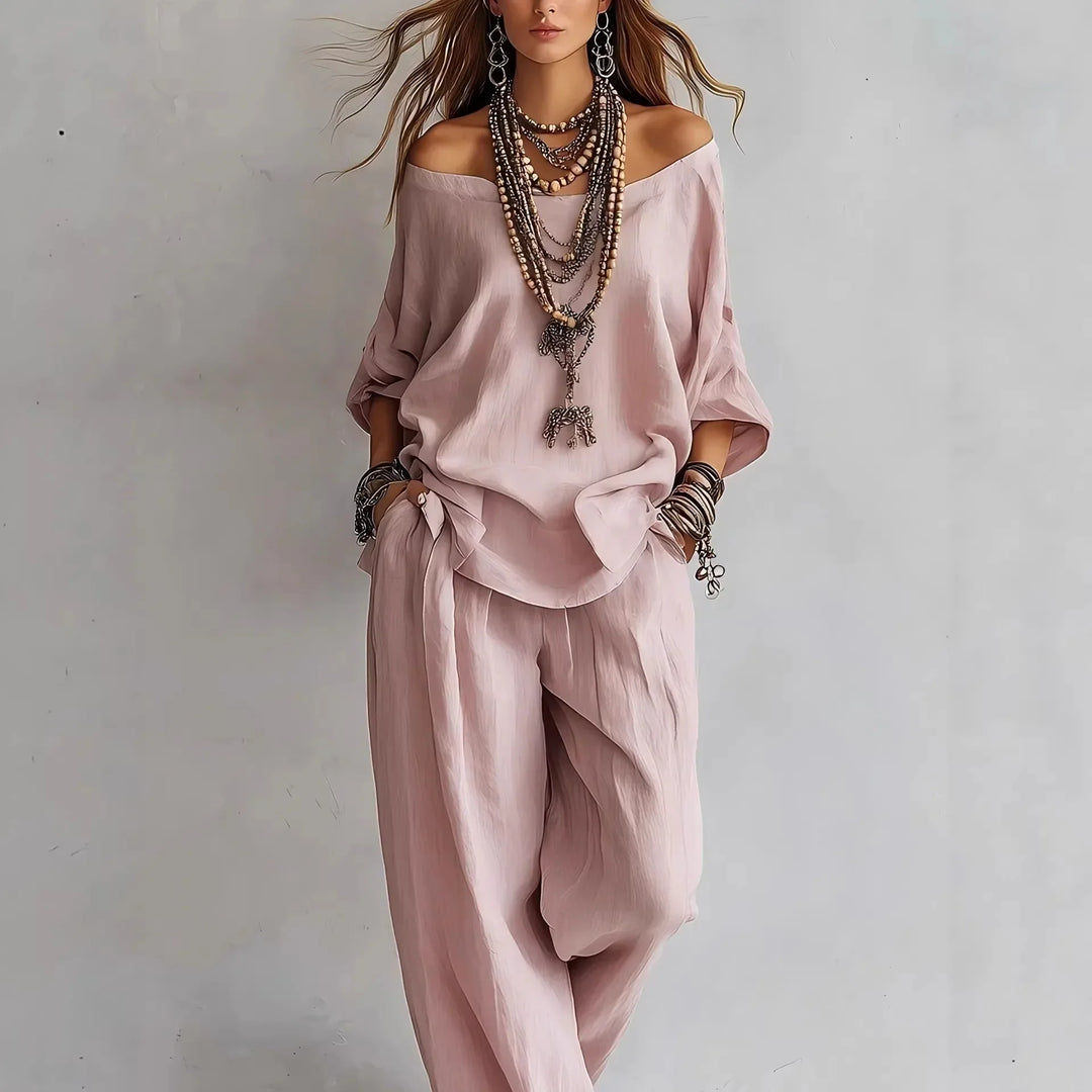 Vittoria - Two-Piece Set with Off-Shoulder Top and Wide-Leg Pants
