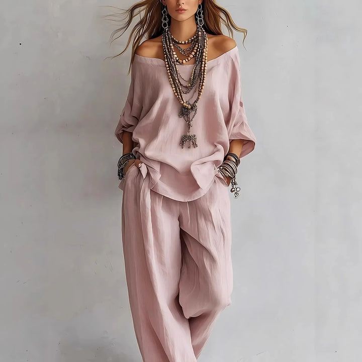 Vittoria - Two-Piece Set with Off-Shoulder Top and Wide-Leg Pants