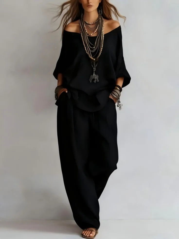 Vittoria - Two-Piece Set with Off-Shoulder Top and Wide-Leg Pants