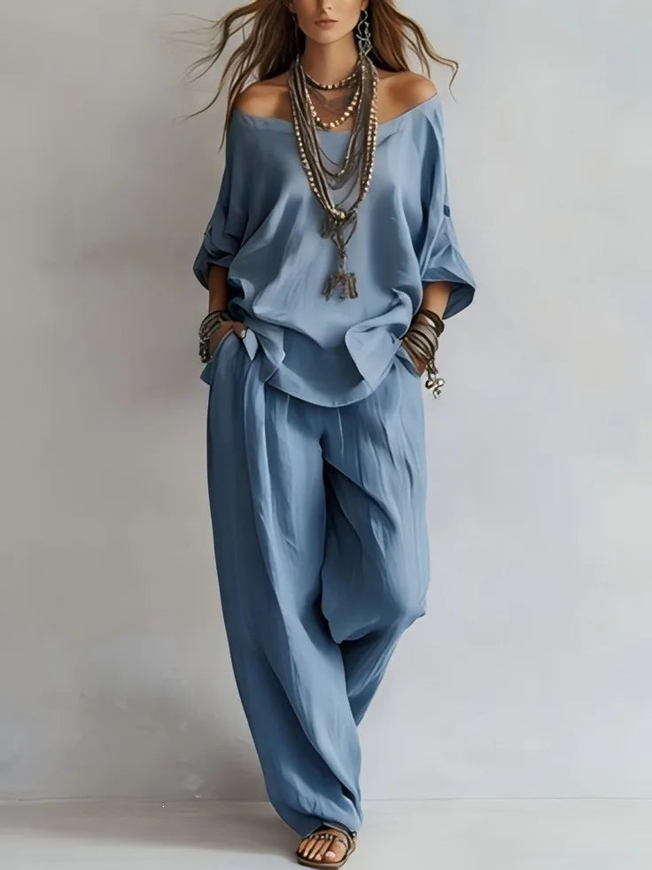Vittoria - Two-Piece Set with Off-Shoulder Top and Wide-Leg Pants