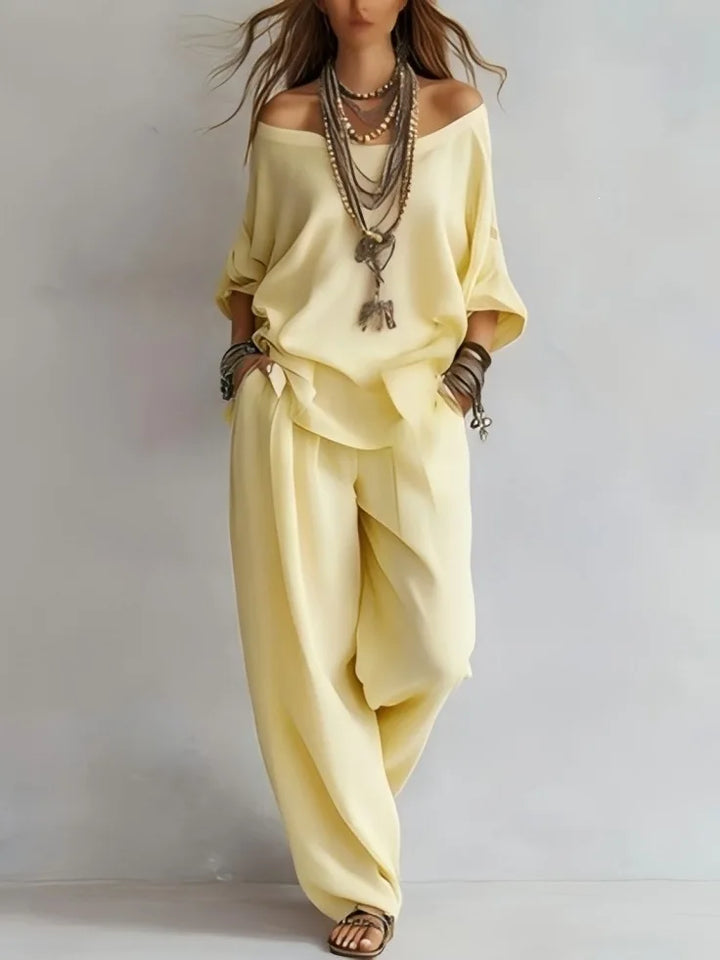 Vittoria - Two-Piece Set with Off-Shoulder Top and Wide-Leg Pants