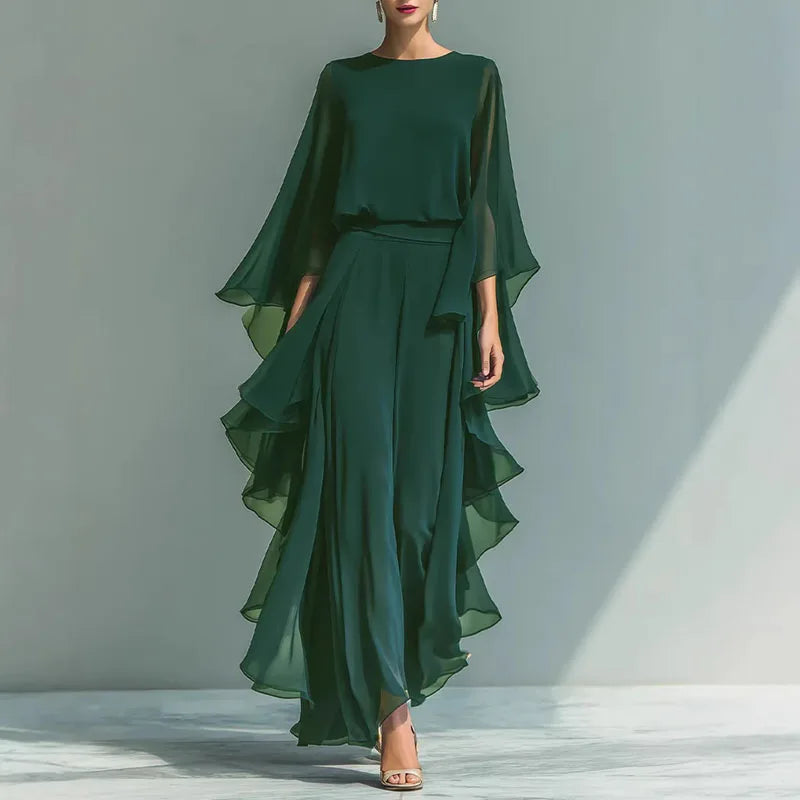 Aurore™ | Layered Chiffon Sleeve Suit