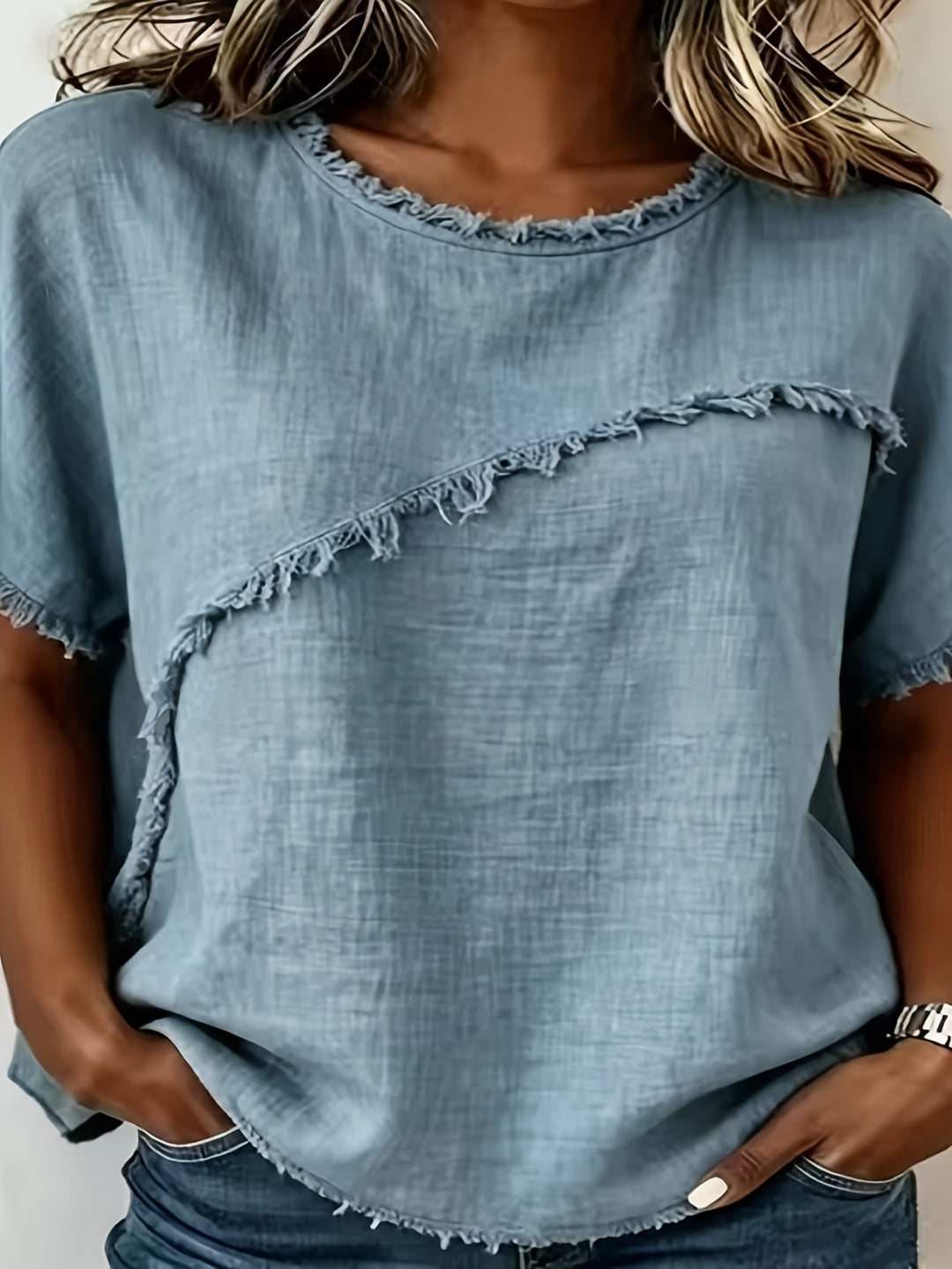 Brielle™ | Raw Edge Linen Tee