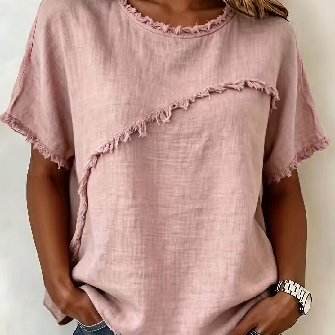 Brielle™ | Raw Edge Linen Tee