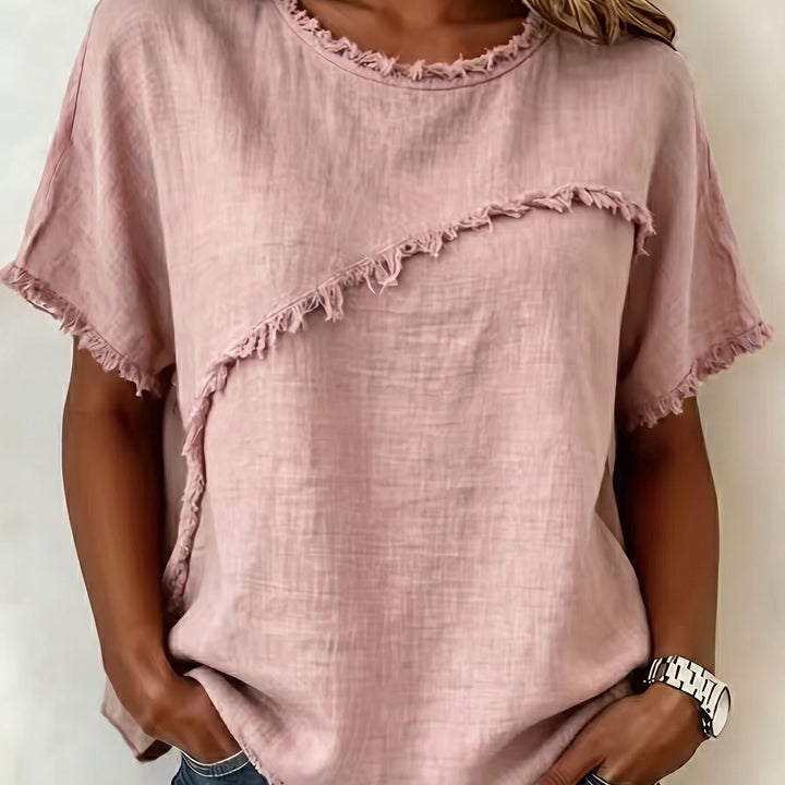 Brielle™ | Raw Edge Linen Tee
