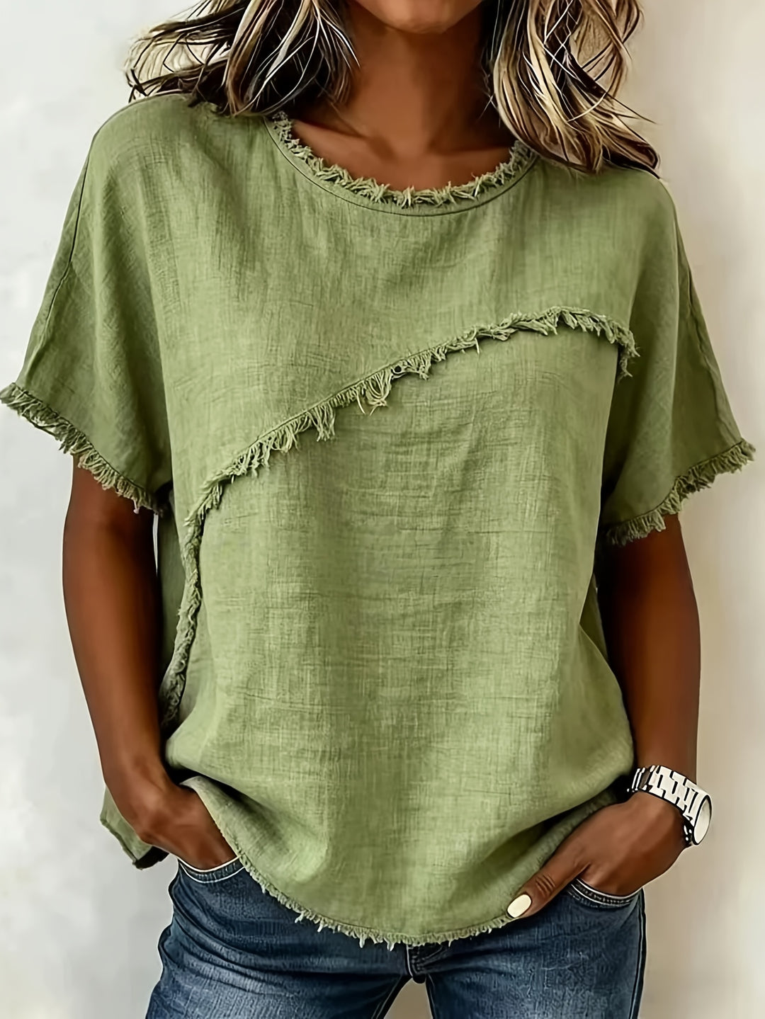 Brielle™ | Raw Edge Linen Tee