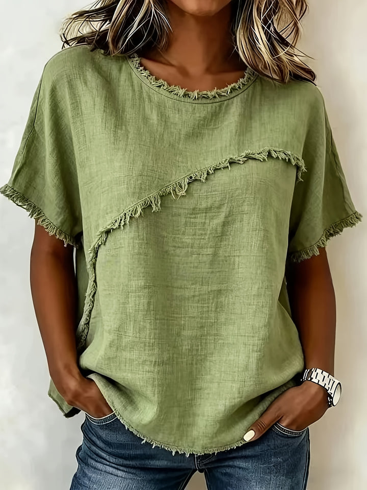 Brielle™ | Raw Edge Linen Tee