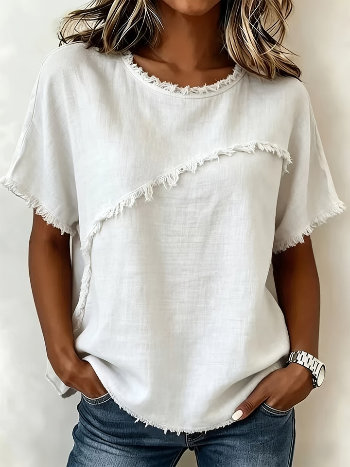 Brielle™ | Raw Edge Linen Tee