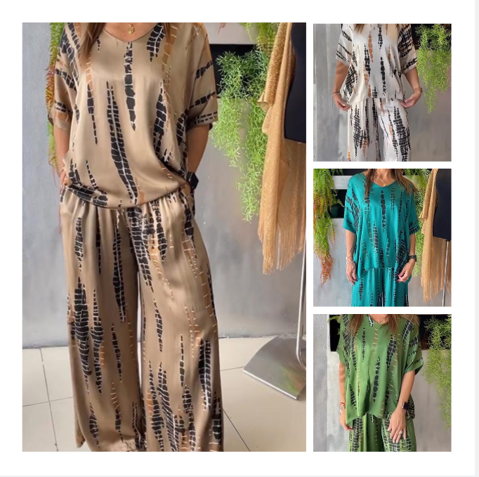 Iria - Casual Satin Crew Neck Set